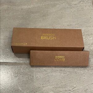 Bamboo Hair Brush and Comb Set - Brown